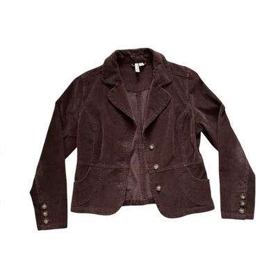 Blazer Vintage Y2K Marrón Pana Sencillo Pecho Preppy Boho M Foto 1 de 4