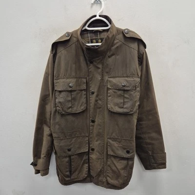 Abrigo Chaqueta Barbour Trooper Cera Impermeable Marrón Lluvia Campo Campo Talla Mediana Foto 1 de 4
