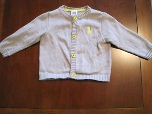 Carters Boys Gray Lime Green Giraffe Cotton Cardigan Sweater 9 Months EUC - Picture 1 of 2