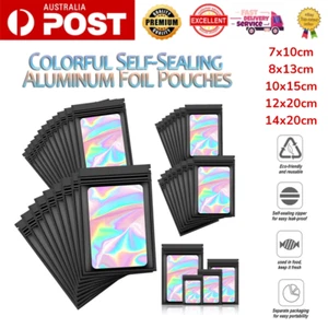 100/200/500PCS Mylar Pouch Zip Food Storage Foil Bags Smell Proof Bags Heat Seal - Picture 1 of 17