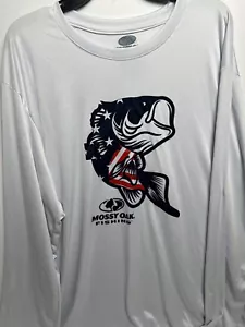 Camicia da pesca MUSY ROVERE MOSSY Bass Bianco Maniche Lunghe Poliestere 2XL - Foto 1 di 6