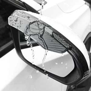 2x Protector de visera de lluvia de espejo lateral negro de fibra de carbono para accesorios de automóvil SUV - Imagen 1 de 9