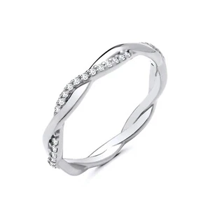 Sterling Silver 925 simulated Diamond Twisted Band Eternity Ring size K to S - Picture 1 of 5