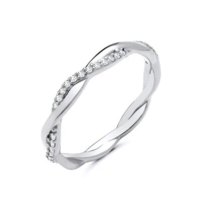 Sterling Silver 925 simulated Diamond Twisted Band Eternity Ring size K to S - Image 1 of 4