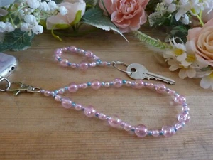 #1 Pink Blue Silver Mobile Phone Wrist Strap Keyring Gift Set Crystal Bling Baby - Afbeelding 1 van 4