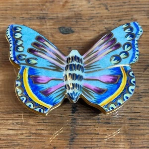 Caja baratija mariposa azul primavera principal decoración exclusiva Limoges Chamart - Imagen 1 de 6