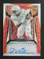 Dontayvion Wicks 2023 Leaf Metal XRC Orange Wave 2/3 Autograph Football Card