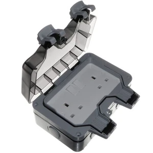 Weatherproof Double Socket IP66 Outdoor 2 Gang Easy Open Twin Ideal For Gardens - Picture 1 of 7
