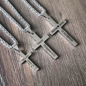 Personalized Cross Necklace- Valentine's day gift for Boyfriend , Girlfriend - Picture 1 of 6