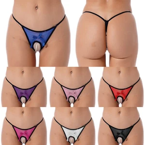 Damen Perlen Massage Unterwäsche Höschen ausgehöhlt Netz durchsichtig Bikini Tanga T-Back - Bild 1 von 44