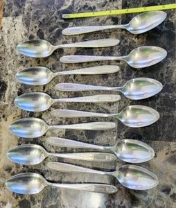 SET OF 12 ONEIDA ART DECO c1923 GROSVENOR SILVERPLATED TEASPOONS/ TEA SPOONS🍵😋 - Picture 1 of 7