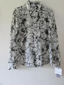 L. Claiborne's Damen-Langarmbluse, schwarz & weiß, Größe Small (Neu mit Etikett) - Bild 1 von 1