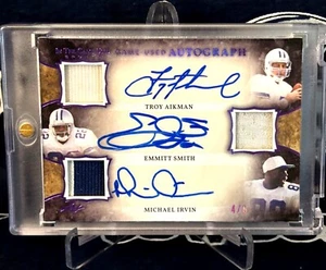 2020 LEAF Dallas Cowboys EMMITT SMITH Irvin TROY AIKMAN Autograph AUTO JERSEY /6 - Picture 1 of 12