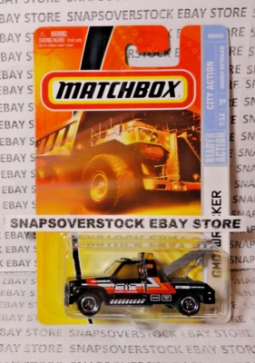 2008 MATCHBOX BLACK GMC WRECKER TOW TRUCK, CITY ACTION, MBX #51, NICE CARD, VHTF - Image 1 of 4