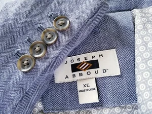 Herringbone Unconstructed Linen cotton elbow patch XL Blazer Sport Coat Abboud - Picture 1 of 6