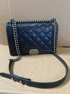 Chanel Le Boy Bag New Medium - Black Lambskin Gun Metal Hardware Flap Bag - Used - Picture 1 of 12
