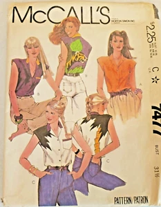 Vintage McCall's #7477 Misses Shirts & Appliques FF/UC 1981 Size 8 Bust 31-1/2 - Picture 1 of 5