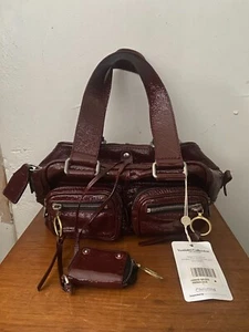 Vintage Authentic Chloe Betty Patent Leather Handle Shoulder Bag Burgundy Pouch - Picture 1 of 19