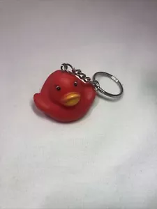 Squeaker RED Rubber Ducky Keychain Key Ring Mini Duck Cute Squeaks - Picture 1 of 3