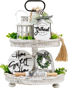 Charming Tiered Tray Decor - 16-Piece Rustic Farmhouse Set for Home Style - Picture 1 of 11