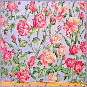 2002 VICTORIAN MIXED FLORAL ROSES  FABRIC 1/2 YARD (18" X 44") - Picture 1 of 2