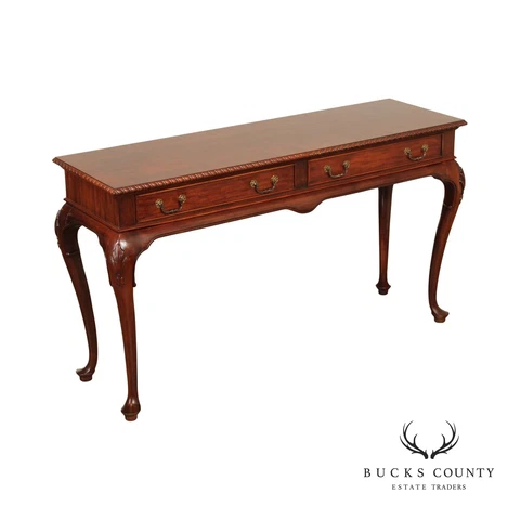 Century Furniture Georgian Style Mahogany Two-Drawer Console Table Cover