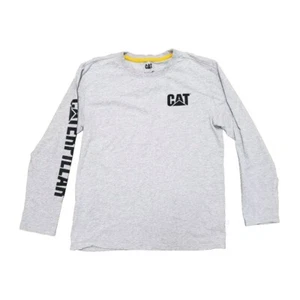 Caterpillar CAT Casual Crew Neck Grey Long Sleeve Logo Kids Shirt Size L - Picture 1 of 3