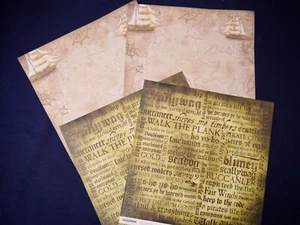 Lot of 4 Scrapbook 12x12 Reversible Papers Pirate Travel Boat Sailing Lot Q12 - Picture 1 of 3