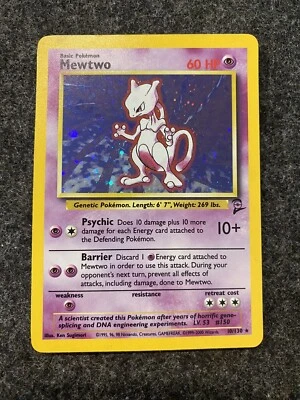 Pokémon TCG Mewtwo Base Set 2 10/130 Holo Unlimited Holo Rare - Image 1 of 4