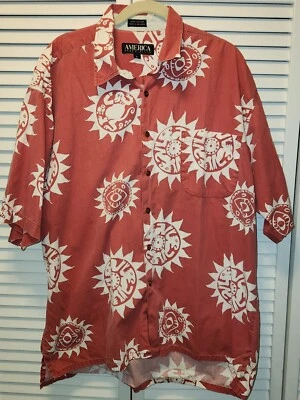 RARE Mens VINTAGE Perry Ellis America - Aztec Mayan Print Shirt L/XL MINT - Image 1 of 4