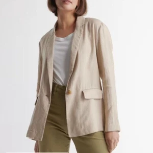 Blazer donna Quince 100% lino europeo in legno alla deriva (abbronzato) taglia Med - Foto 1 di 15
