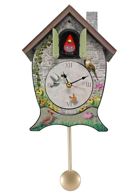 Reloj de cuco Mark Feldstein Garden Cottage cantando cardenal sonido de pared Foto 1 de 4