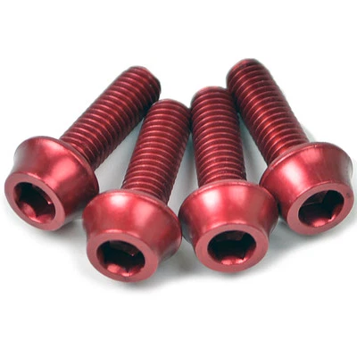 4 OMNI Racer WORLDS LIGHTEST Bicycle Bottle Cage Bolts Bolt Set: M5x15mm RED - Image 1 of 3
