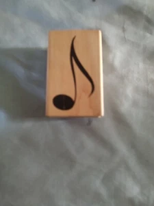 Wood Mounted Rubber Stamp Musical Note All Night Media 2 1/2" x 1 1/2" # 375F - Picture 1 of 3