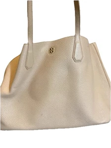 Tory Burch Pebbled Leather Tote Purse Handbag Light Pink, Blush - Picture 1 of 24