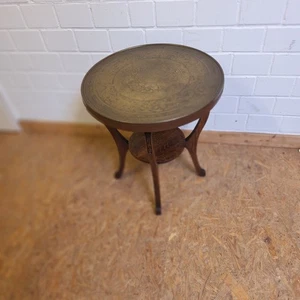 Alter Beistelltisch Rauchtisch mit Messingplatte um 1930 - Bild 1 von 7