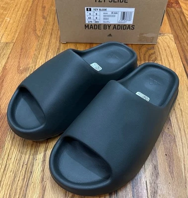 NEW IN BOX adidas Yeezy Slides Dark Onyx ID5103 Men's Size 9 - Image 1 of 4