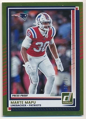 MARTE MAPU 2025 DONRUSS PRESS PROOF GOLD #103 SP PATRIOTS #18/50 MINT - Image 1 of 2