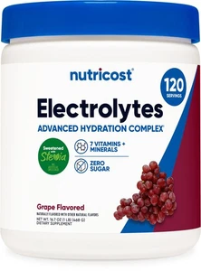 Nutricost Electrolyte Complex Drink Mix Powder (Grape) 120 Servings - Picture 1 of 5