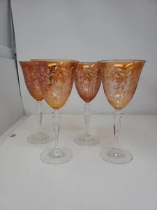 Juego de 4 copas de agua vintage de ámbar veneciano Reed & Barton Rogaska de 8,75" de alto - Imagen 1 de 6