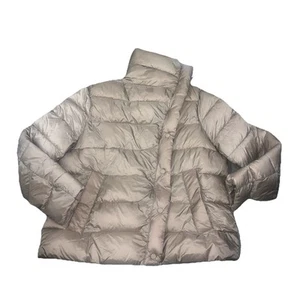 Tahari Women's Asymmetrical Puffer Jacket, Tan, Size Large - New - Picture 1 of 3