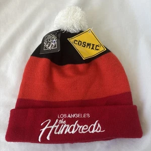 The Hundreds Team Beanie Cosmic Los Angeles Authentic rot orange schwarz weiß Bommel - Bild 1 von 10
