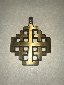 VTG Terra Sancta Guild 1966 Israel Cross Necklace Pendance Jerusalem 1.5" - Picture 1 of 2