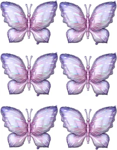Purple Butterfly Balloons 6 Pcs Butterfly Foil Mylar Balloons for Butterfly T... - Picture 1 of 12
