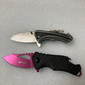 2 USED TSA MTECH USA Folding Knives- MT-A882 Black/Purple & MT-A1106 Silver-DEAL - Picture 1 of 13