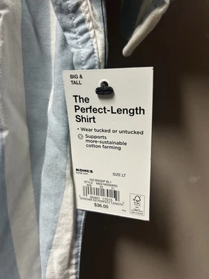 Nueva Camisa Para Hombre Sonoma Azul Claro y Blanco Grande Alta Con Botones Foto 1 de 4