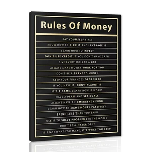 Motivational Wall Art for Office - Rules of Money Inspirational Quotes, Frame... - Picture 1 of 14