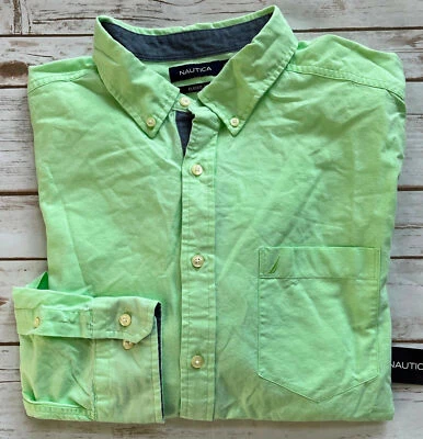 NAUTICA CLASSIC FIT CONTRAST TRIM OXFORD SHIRT GREEN MENS SIZE XXL NEW WITH TAGS - Image 1 of 3
