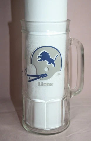 1980'S DETROIT LIONS NFL FOOTBALL DRINKING MUG STEIN GLASS FISHER PEANUT JAR Cover