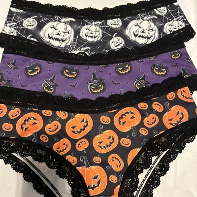 Morvia 3 lace trim cheeky goth Emo panties M Jack-o’-lantern Halloween lingerie - Image 1 of 4